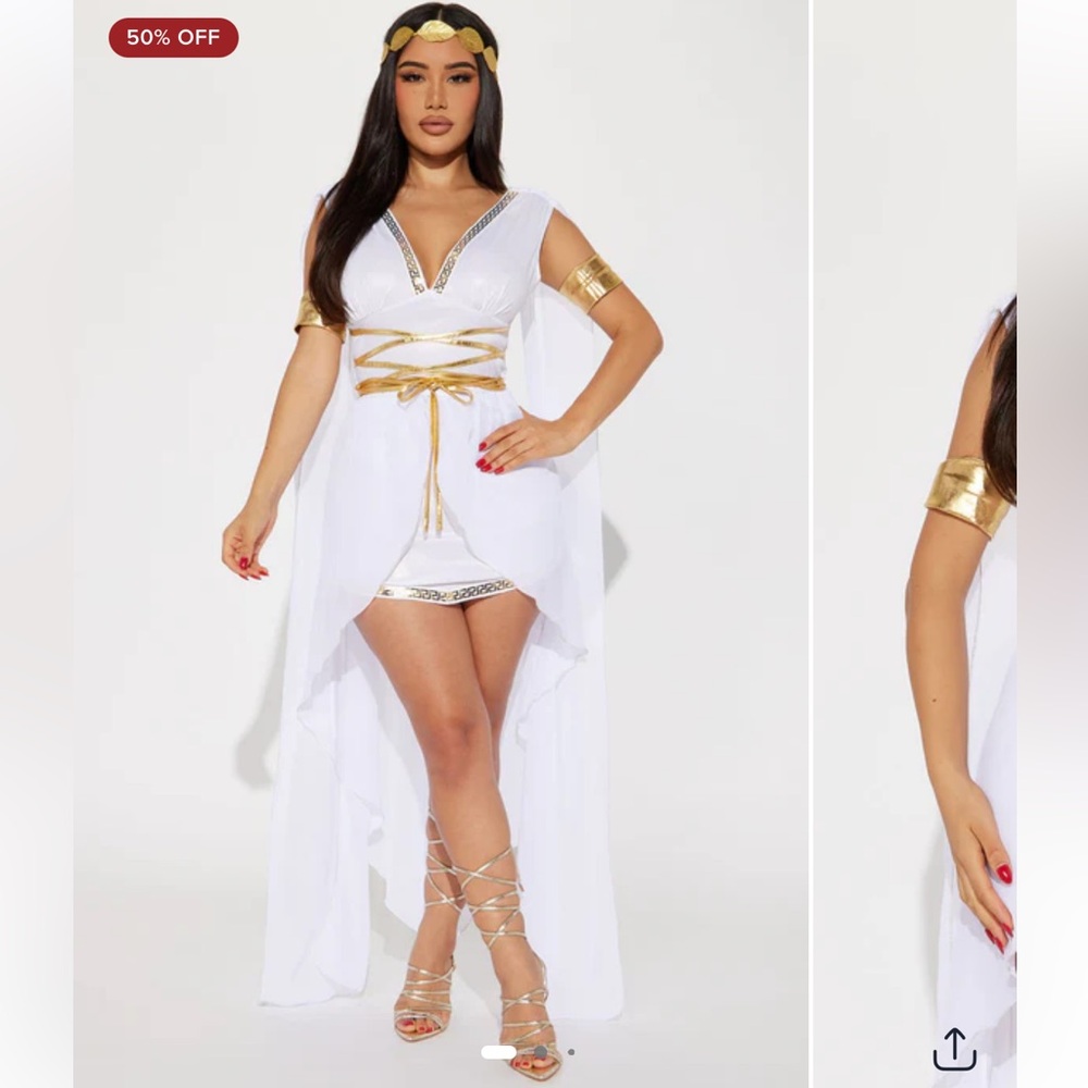 Plus size White and Gold Goddess Costume Set